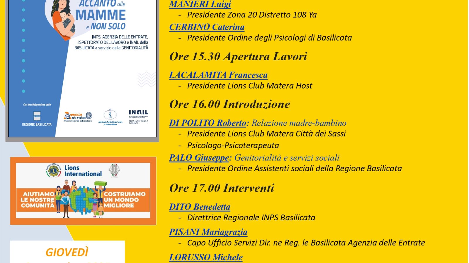 A MATERA IL CONVEGNO “TUTELE DELLA GENITORIALITÀ - ACCANTO ALLE MAMME E NON SOLO”